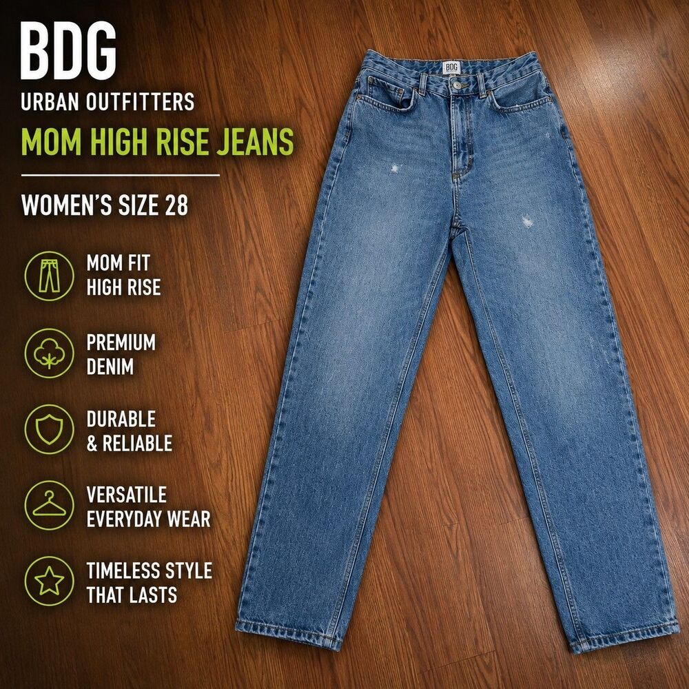 BDG Urban Outfitters Mom High Rise Jeans Women's 28 Medium Wash Denim